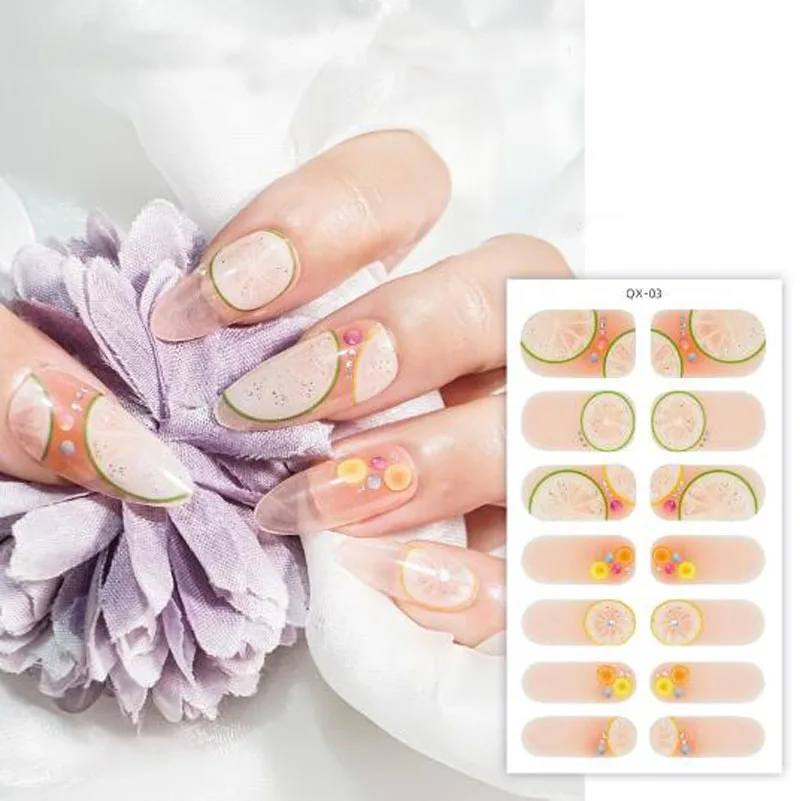 Filme de óleo para unhas gradiente, adesivo completo para manicure, flor, amor, borboleta, assar, gel grátis, decorações para arte em unhas