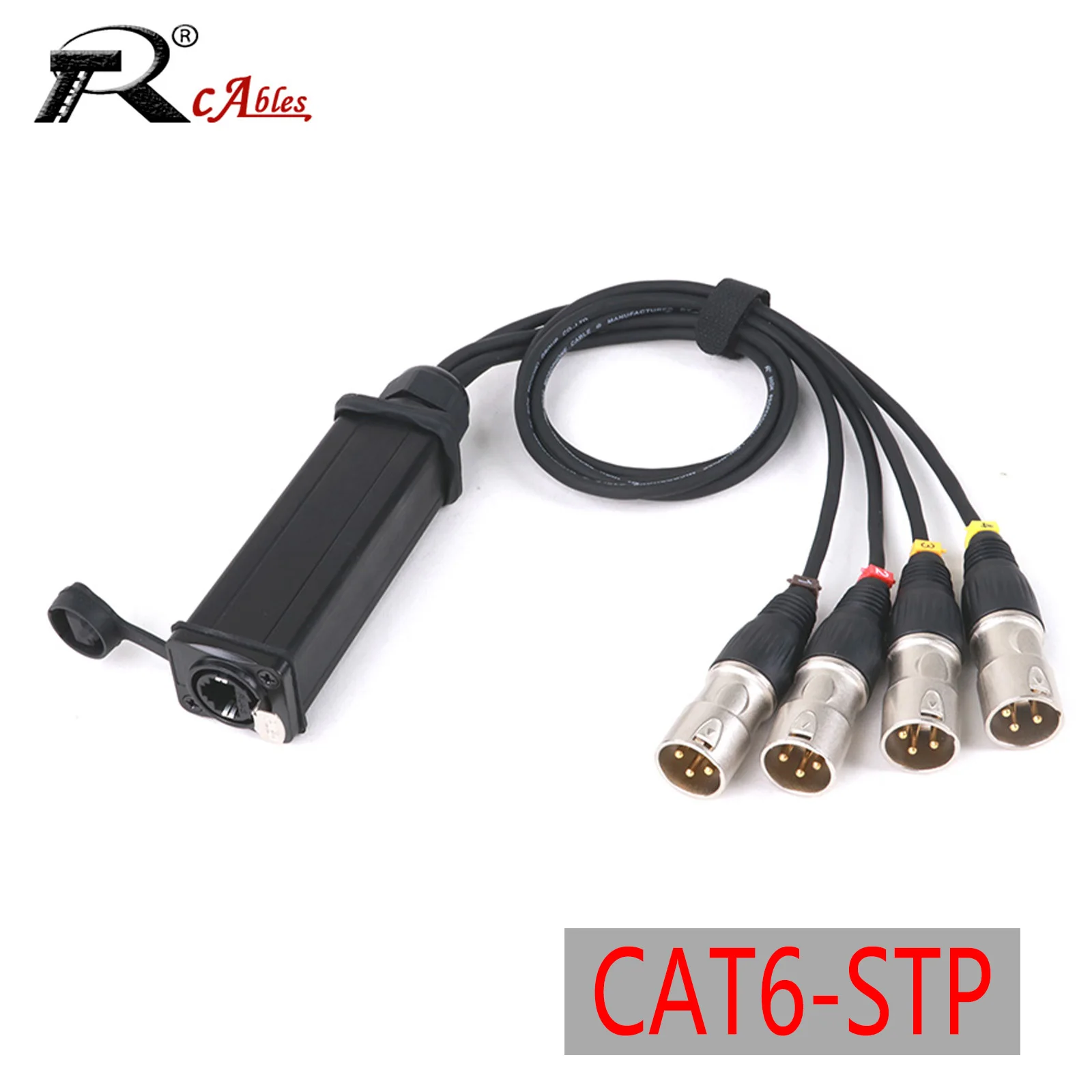 

4 Channel Multi Color 3-Pin XLR Female/Male to Single Ethercon Cable -Compact Cat6 Multi Network Snake Receiver- for Live Stage