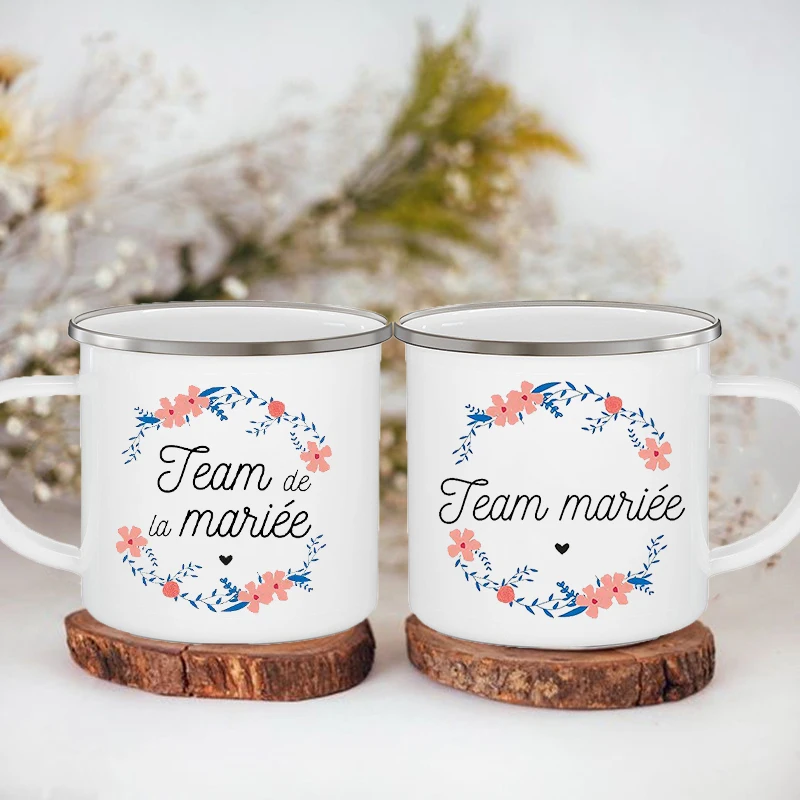 Team De La Mariée Print Mug Creative Bridal Shower Party Coffee Mugs Bridesmaid Drink Dessert Wine Cup Maid of Honor Cups Gifts