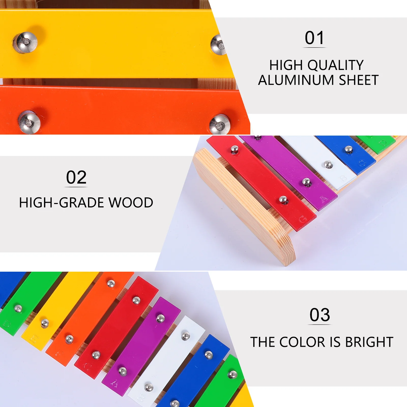 

15-Tone Wooden Xylophone For Kids Aluminum Plate Percussion Instrument Toddler Musical Educational Knock Piano 7 Colors Early
