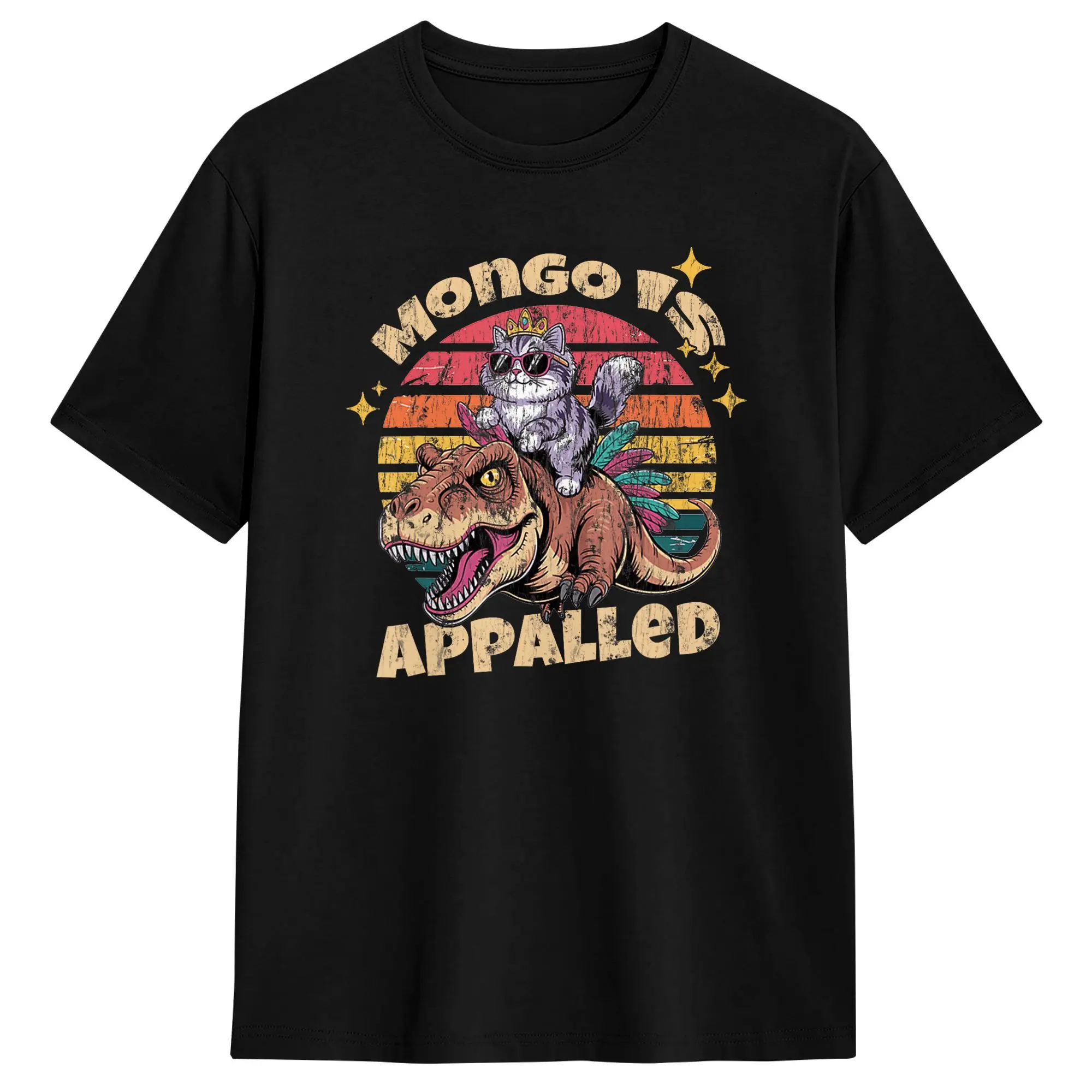 Mongo is Appalled Princess Cat Riding Dinosaur T Shirt Summer 100 Cotton T-Shirts For Couple Harajuku Design Tshirt Short Sleeve