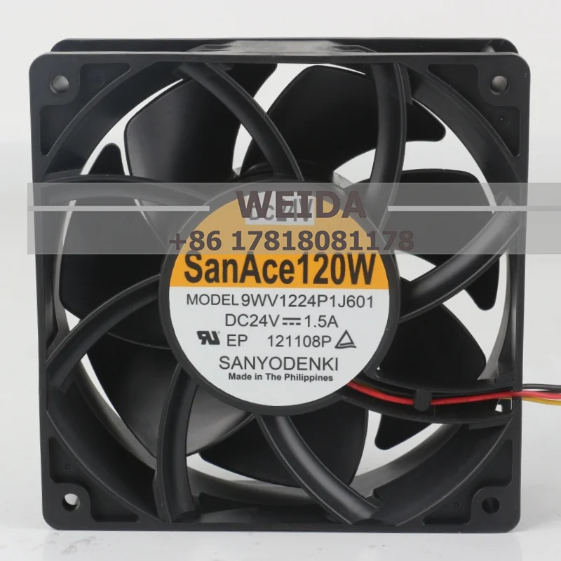سانيو 5 فولت 12 فولت 48 فولت تيار مستمر 24 فولت 1.5A التيار المتناوب EC 12038 120X120X38 مللي متر 12 سنتيمتر محول تردد تدفق الهواء العالي أربعة أسلاك 9WV1224P1J601 مروحة التبريد