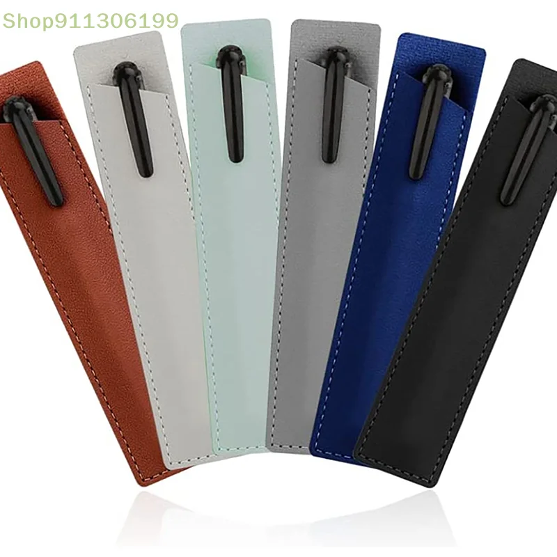 1pc Portable Solid Color PU Leather Pen Case Advertising Gift Pencil Bag Fountain Pen Ballpoint Pen Scratch-resistant Pen Case