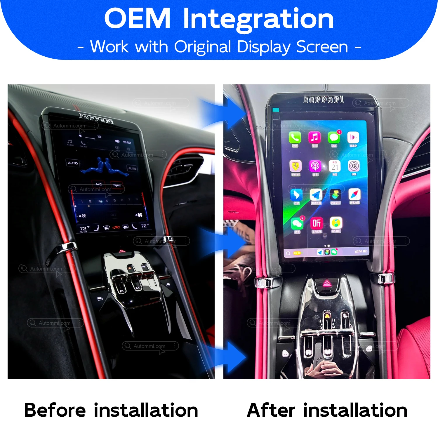Roma Upgrade Wireless CarPlay Android Auto Decoder Module Interface Kits For 2020-2025 Ferrari Roma