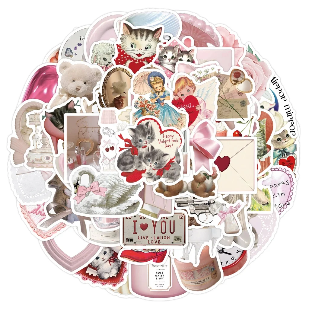 60PCS Ins Stil Rosa Mädchen Traum Wasserdichte Graffiti Aufkleber Für Helm Fahrrad Hand Konto BulingBulingStickers Shop
