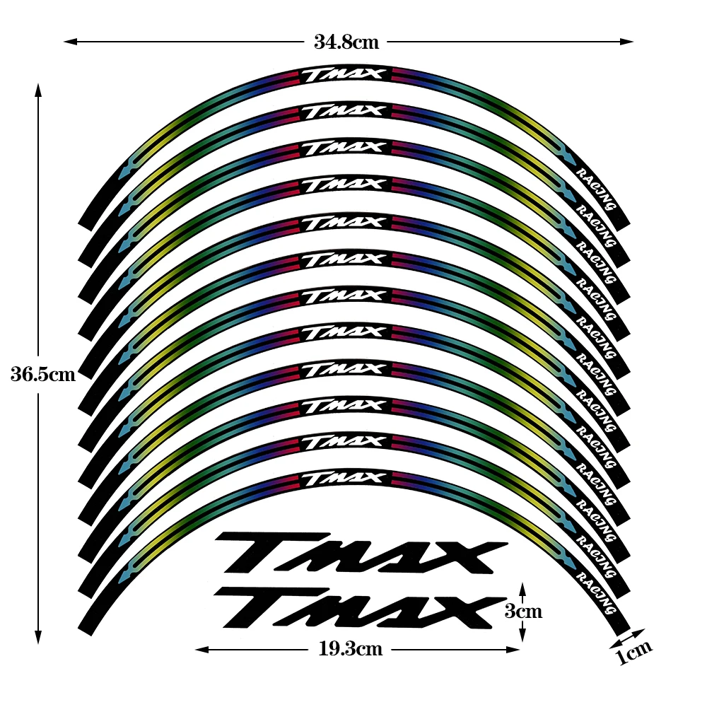 Reflective Motorcycle Wheel Sticker 3D Gel Tmax Decals Wheel Rim Scooter Hub Strips Logo For YAMAHA TMAX T-MAX 500/530/560 TMAX5