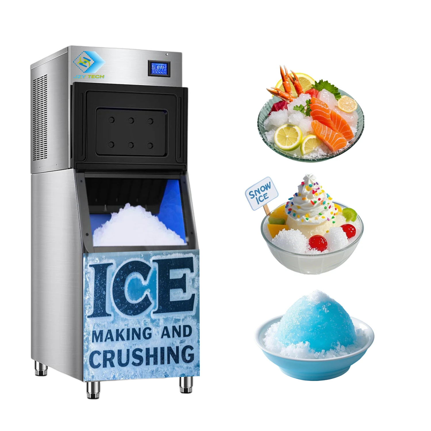 

Commercial Japanese Cuisine Snow Ice Maker Machine for Fish Seafood Sashimi Crushed/Nugget/Shaved/Granular Ice