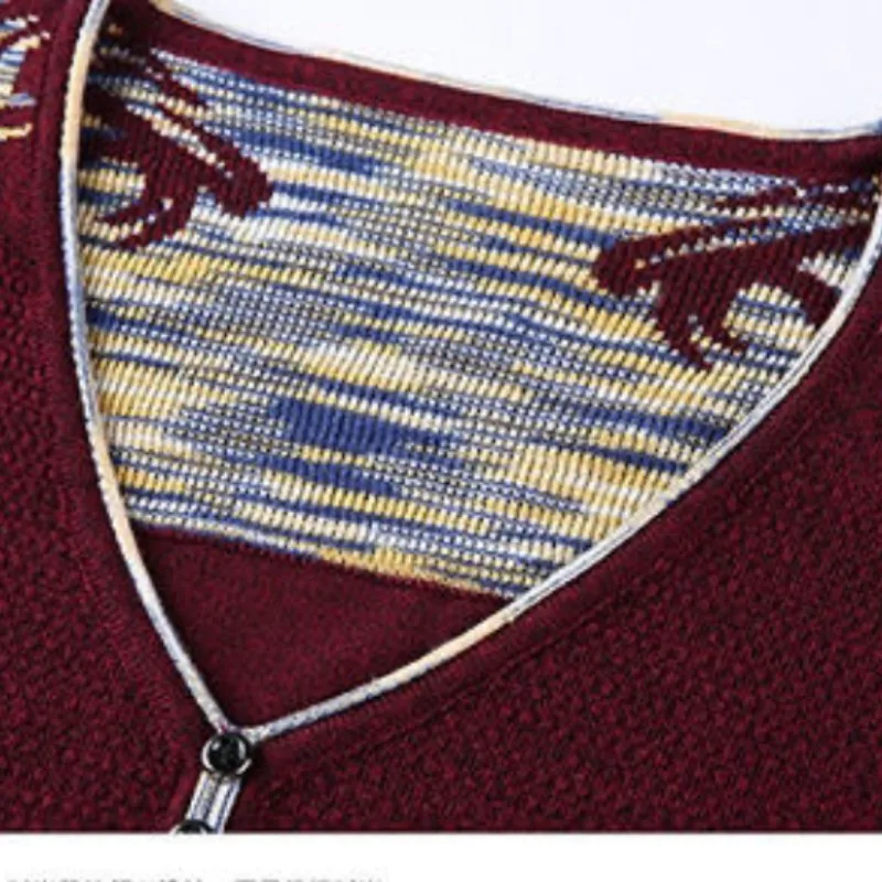 2023 Frühling und Herbst Herren Pullover V-Ausschnitt Knopf gedruckt lässig Mode elegante Pendler lang ärmel ige gestrickte untere Hemd