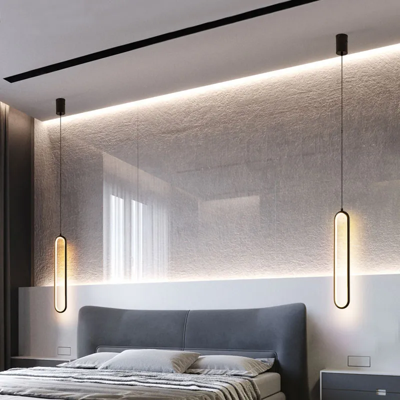 Nordic Suspended Hanging LED Pendant Lights for Dinning Room Kitchen Interior 2m Adjustable Cable Chandelier Lamps for Bedroom