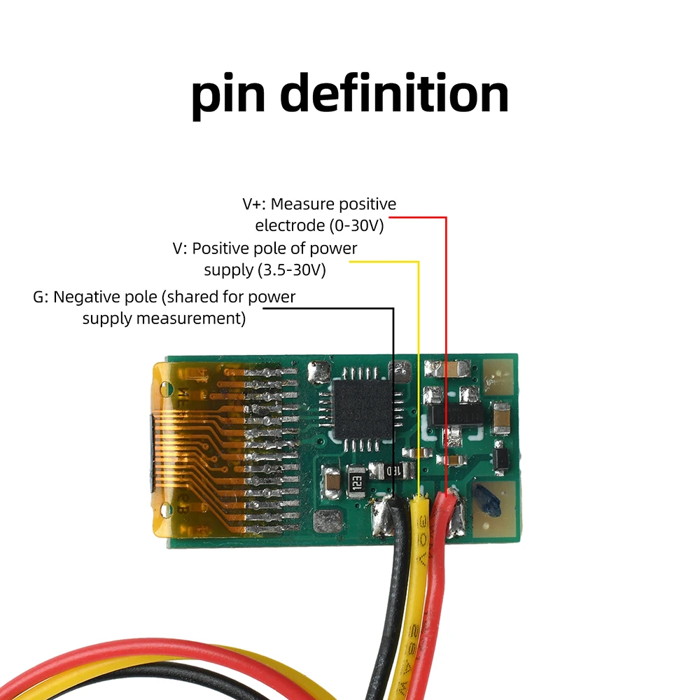 DC 0-30V Ultraflaches Mini Digitales Spannungs- und Batteriemessgerät mit 0,5-Zoll OLED-Display, Einstellbar 1-6S, Prozentuale Batterieanzeige – Detail 5