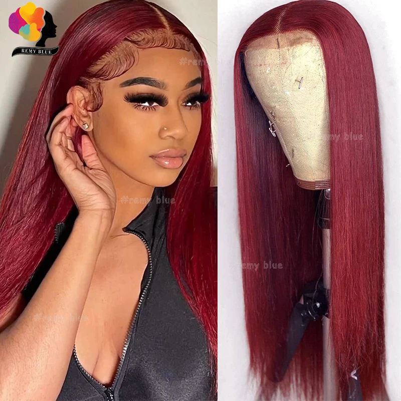 Cherry Red 99J Straight Human Hair Wigs Burgundy 13x6 Lace Frontal Wigs for Women 13x4 Lace Front Human Hair Wig Pre-Plucked