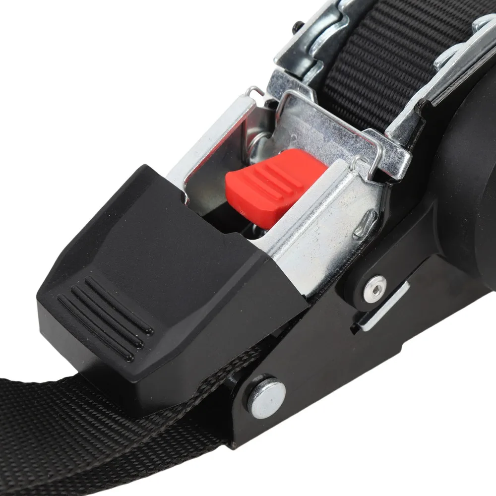 Black Ratchet Tie Down Straps Stainless Steel Stretching up to a maximum length of 3 Meters Auto Retractable Tie Down