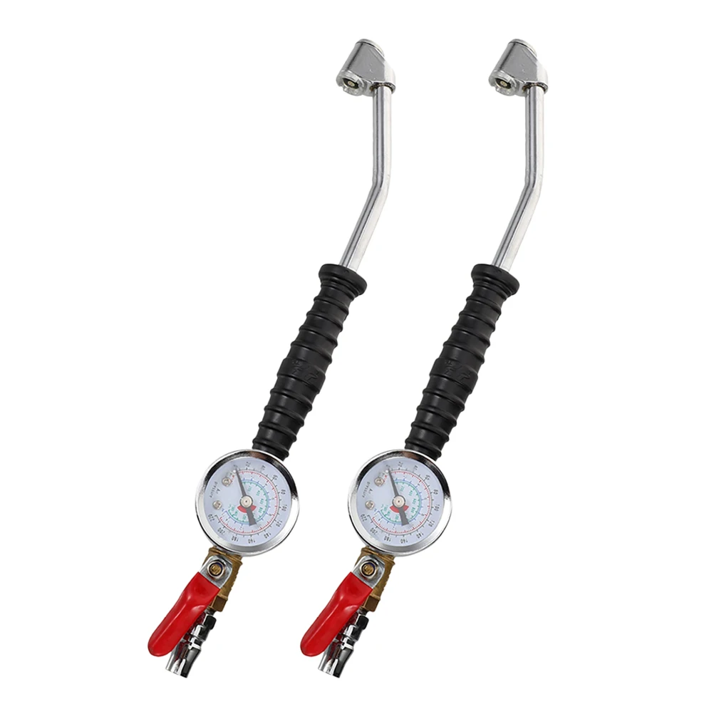 

2 pcs Tire Inflator Pressure Gauge Extended Nozzle Quick Connect For Truck Car Rv Motorcycle Bicycle Air Compressor Hose Adapter