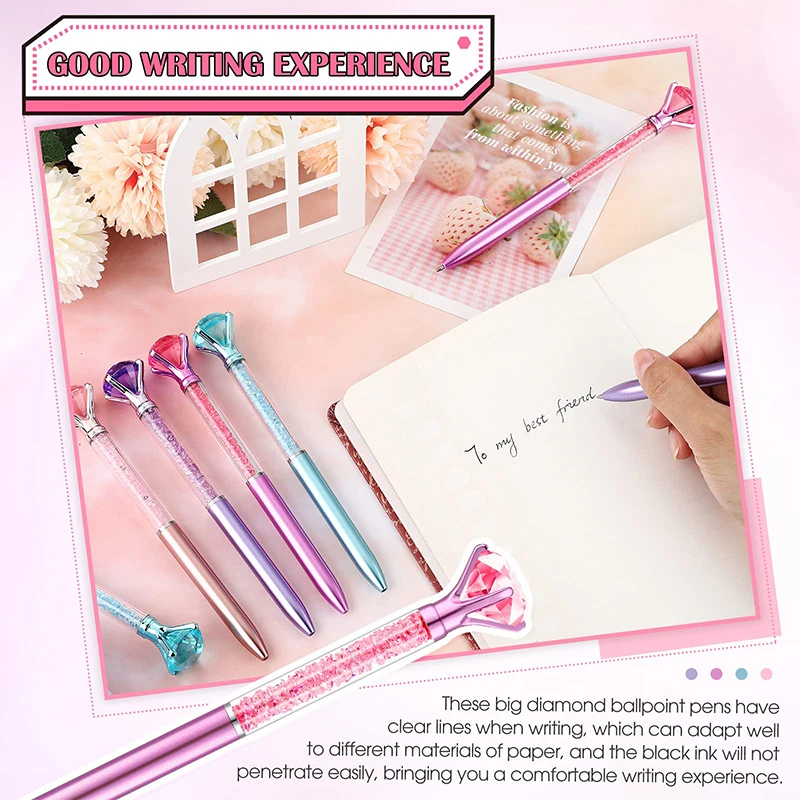 큰 다이아몬드 플라스틱 볼펜, 아름다운 크리스탈 노벨티 펜, 새로운 디자인, 40 개