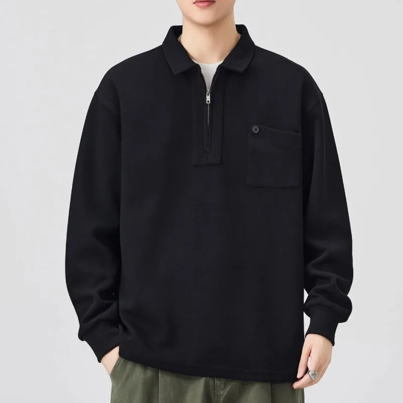 

Мужская рубашка-поло, осенняя новая толстовка с длинными рукавами и лацканами, верхняя одежда, деловой повседневный свободный топ