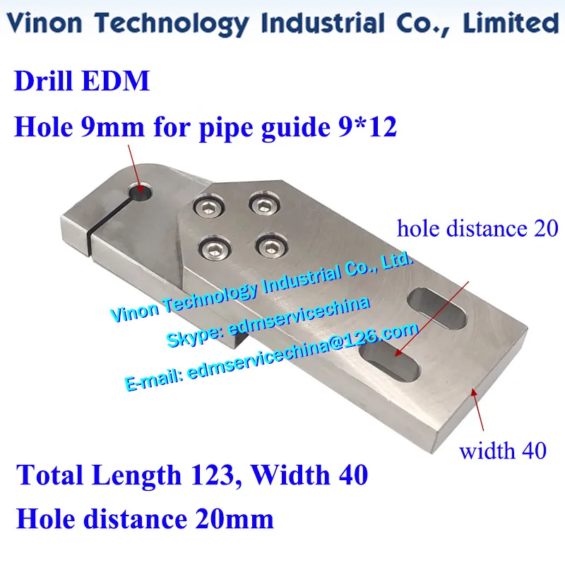 (Foro 9mm per guida tubo C tipo D3.1 a 6.5mm) EDM Taiwan piastra di supporto guida trapano 123x40mm distanza foro 20mm, plancia guida tubo