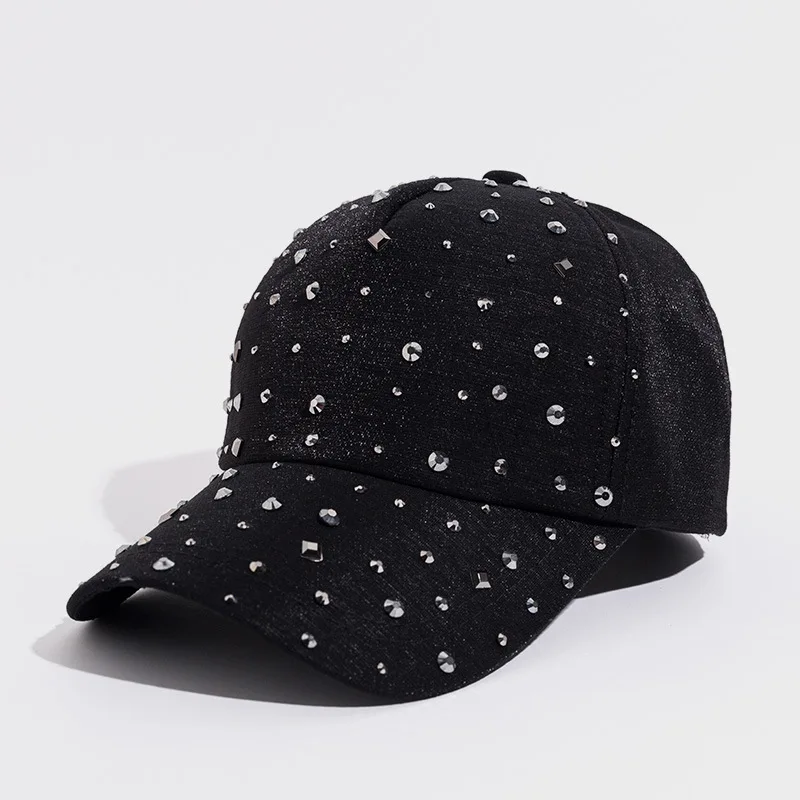 Women Rhinestone Hats Diamond Sun Cap Swag Casquette Snap Back Gorras Solid Color Summer Baseball Caps Dad Girl Bone Snapback