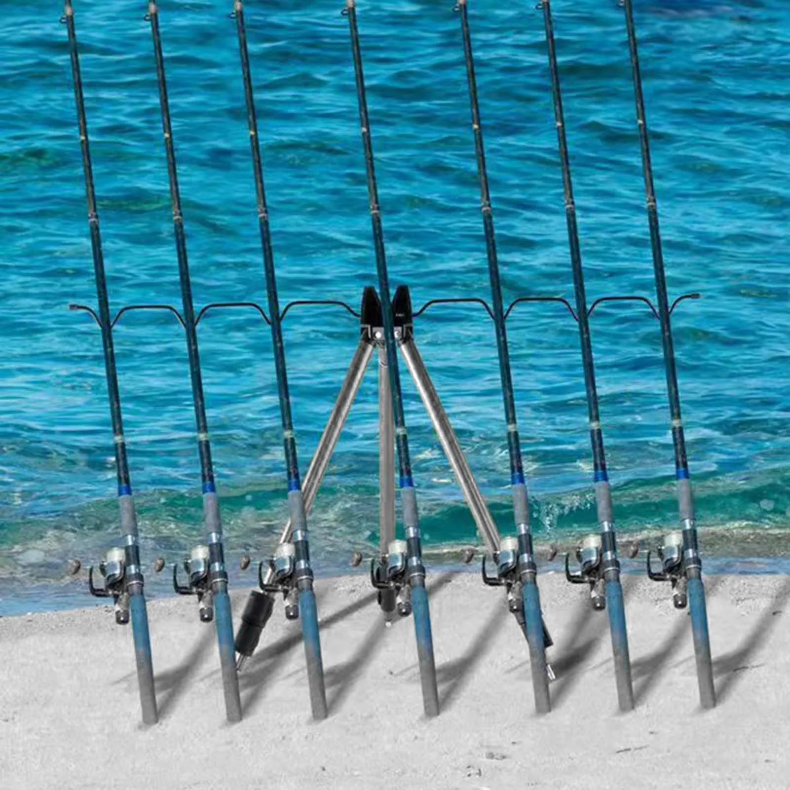 Aluminum Alloy Tripod Fishing Rod Holder Telescopic Ground Stand Bracket Portable Foldable Support For Sea Lake River Fishing view 3