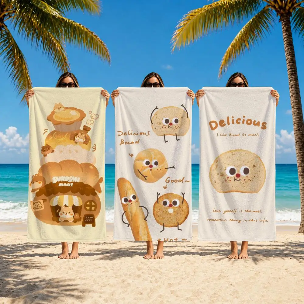 Food Art Bread Cute Towel Towel beach towel, quick drying absorbent bath towel for Swim,Gym,Camping,Outdoor hot
