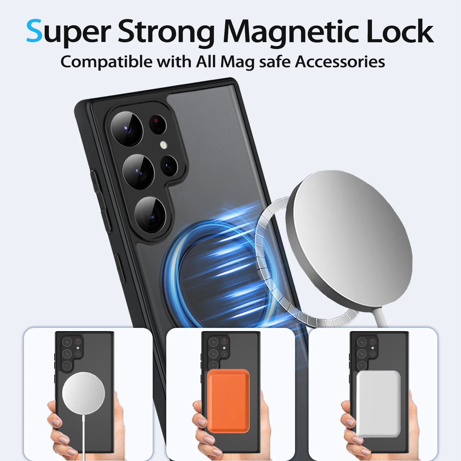 HARUINO Magnetic Case for Samsung S22 ULTRA Cover - Wireless Charger Compatible, Rotatable Ring Holder Stand, Anti Fingerprint