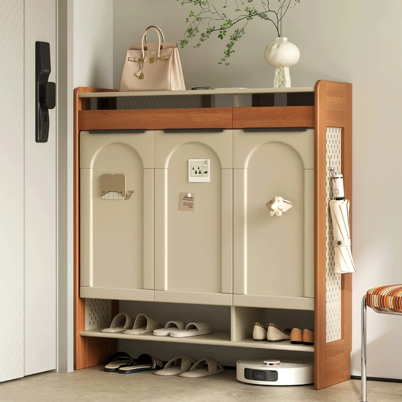 Modern Wooden Shoe Cabinet Designer Organizer Storage Cupboard Display Display Living Room Vertical Zapatero Home Furniture