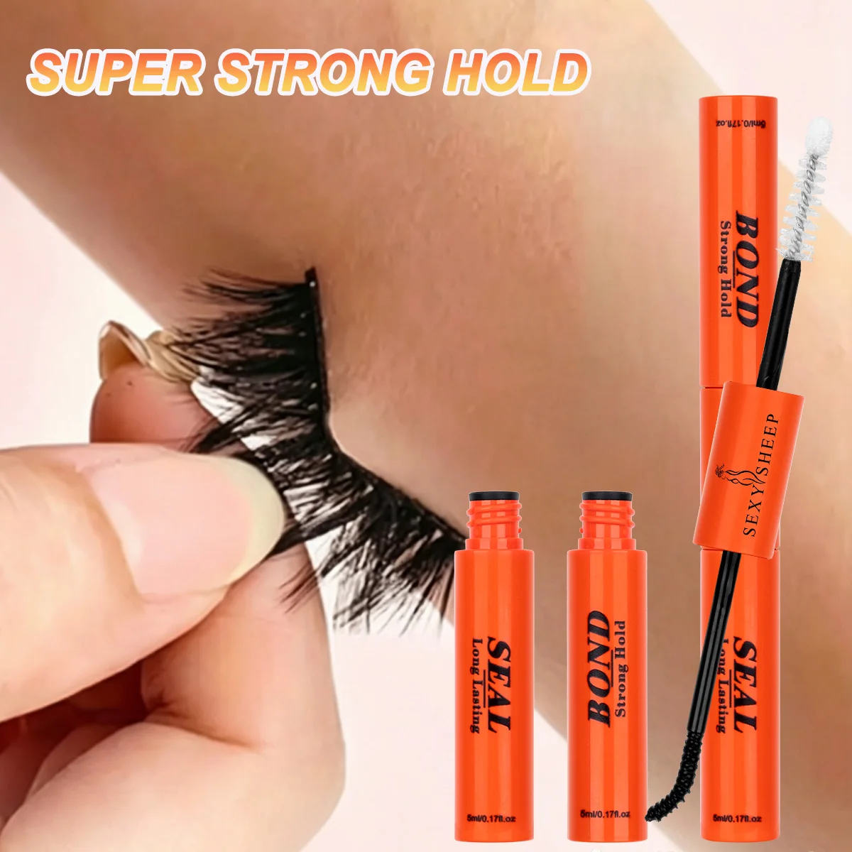 Lash Bond and Seal Wimpernkleber, wasserfest, für Wimpernbüschel, superstark, schnelltrocknend, schwarzer Wimpernkleber (5ml+5ml) – Detail 1