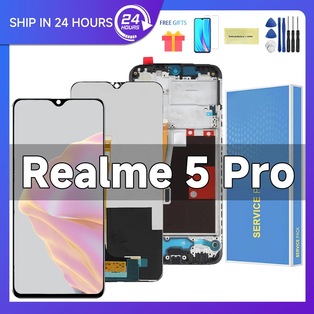 New LCD For Oppo Realme 5 Pro LCD Display Touch Screen Digitizer Assembly With Frame 6.3\'\'  For Realme Q RMX1971 Screen