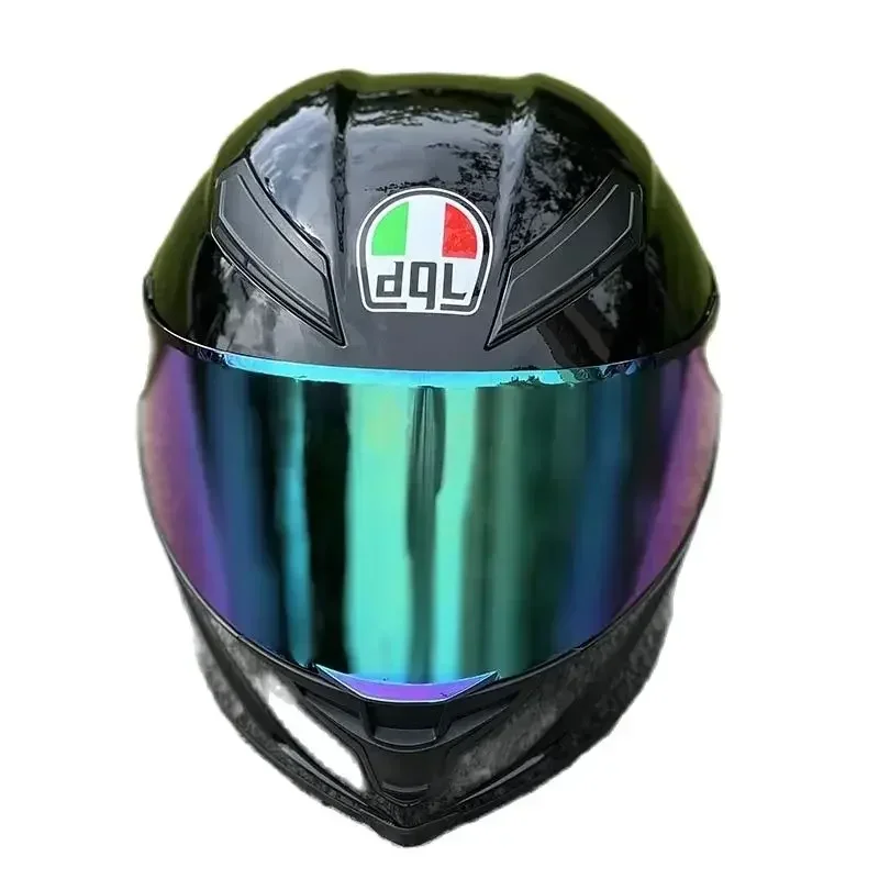 Casco de motocicleta de cara completa, casco Unisex con alerón grande, aprobado por DOT, casco Original dgL negro brillante