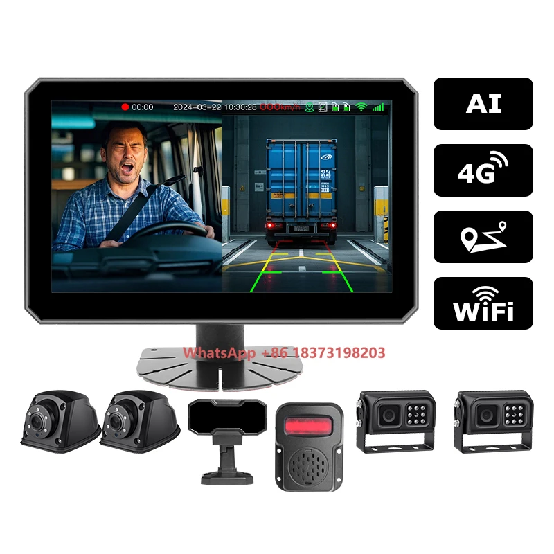 

4G GPS 5CH 1080P Touch Mobile DVR Kit Safety Driving Monitoring System for Trucks Buses MDVR BSD DMS