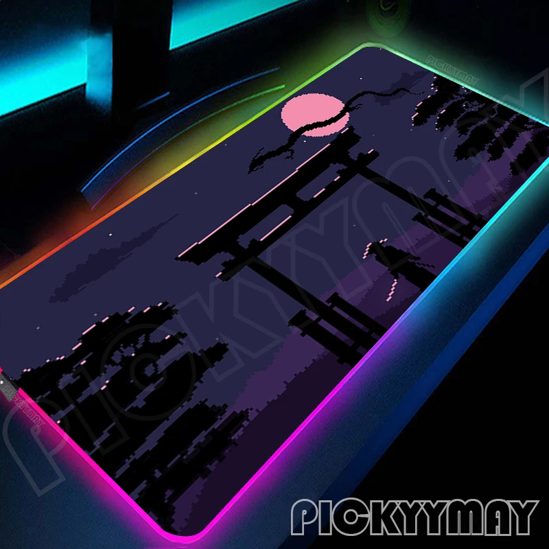 Japanese Scenery RGB Gaming Mousepads Desk Pad Keyboard Mat LED Gamer Mousepad XXL Mouse Pads Luminous Large Mouse Mats 100x55cm