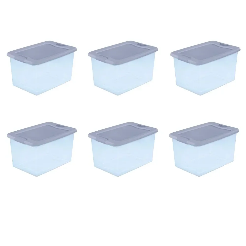 Sterilite 64 Qt. Latching Box Plastic, Blush Pink Tint, Set of 6