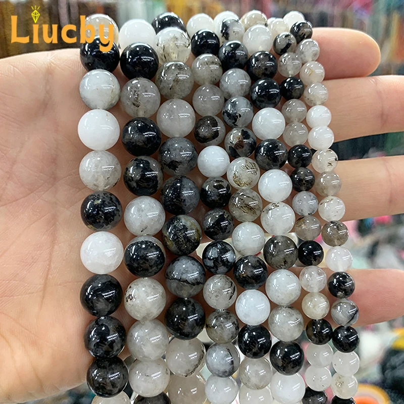 Natural Stone Dot White Red Vein Sodalite decoration Beads Diy Bracelet Necklace for Jewelry Making 4/6/8/10/12mm 15