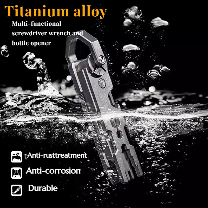 NEW Titanium Alloy EDC Manual Combination Tool Multi-functional Screwdriver Wrench Bottle Opener Portable Emergency Tool