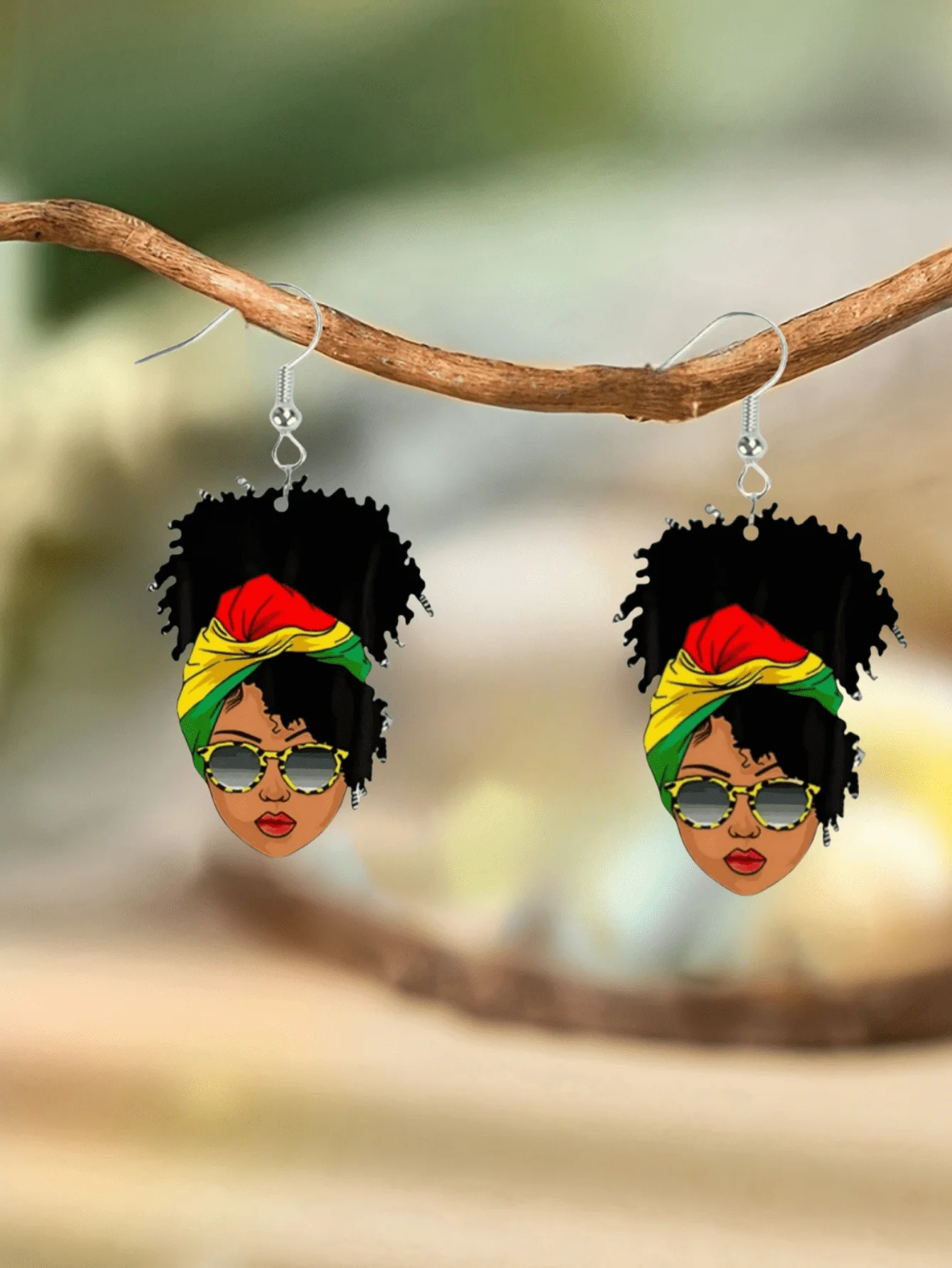 

Bold Rasta-Themed Acrylic Dangle Earrings With Stainless Steel Hooks, Lightweight Chic For Daily Wear, Parties, And Holiday