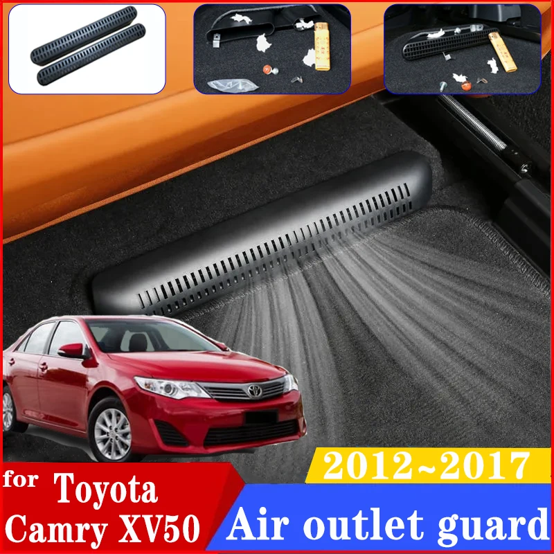 For Toyota Camry XV50 Accessories 2012~2017 2PCS Car Under Seat Air Conditioner Duct Covers Cap Protection Footwell Accessories