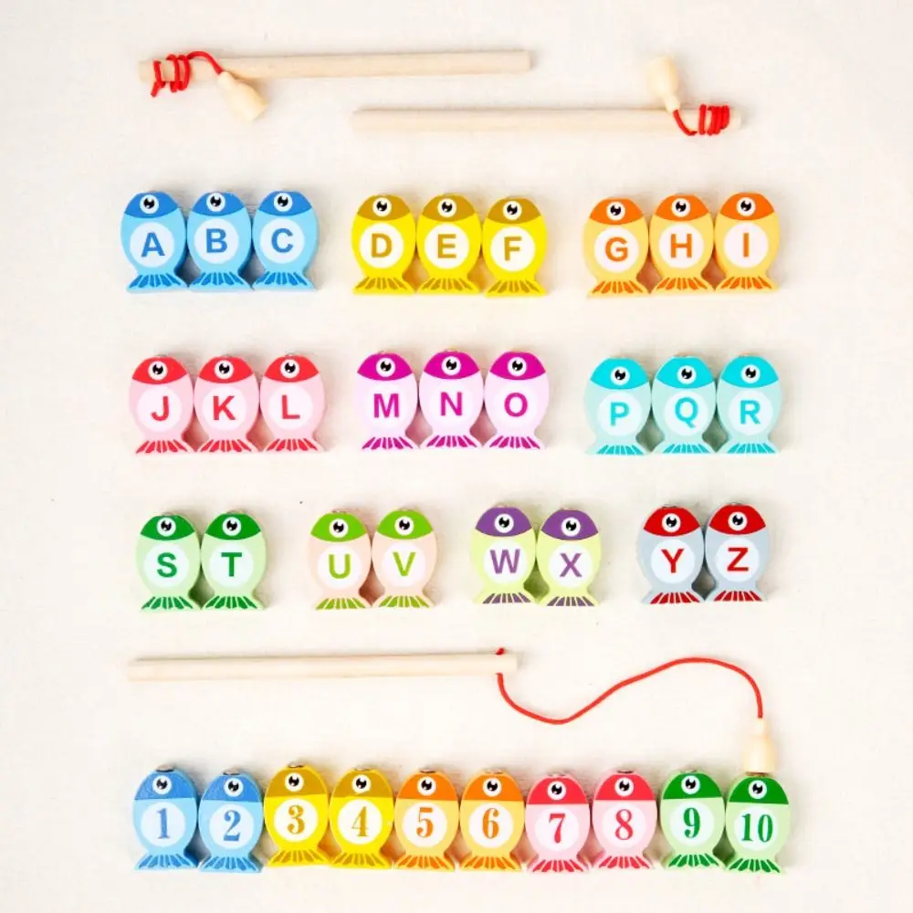 Ocean Fishing Magnetic Fishing Play set Figure Marine Life Cognition Fish Games Alphanumeric Cartoon Magnetic Fishing Toys Gift