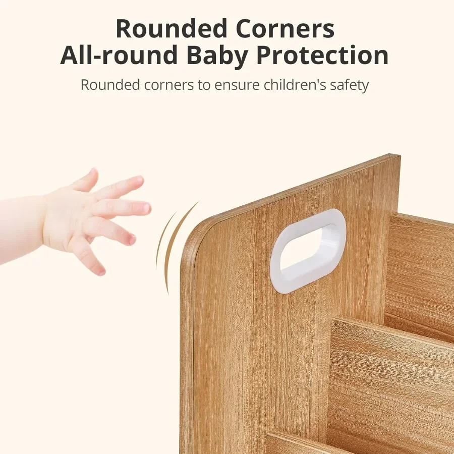 Wooden s Bookshelf with 3Tier Display and 2Tier Storage Compartments for Easy Access in Playroom Bedroom or Nursery Ideal Book