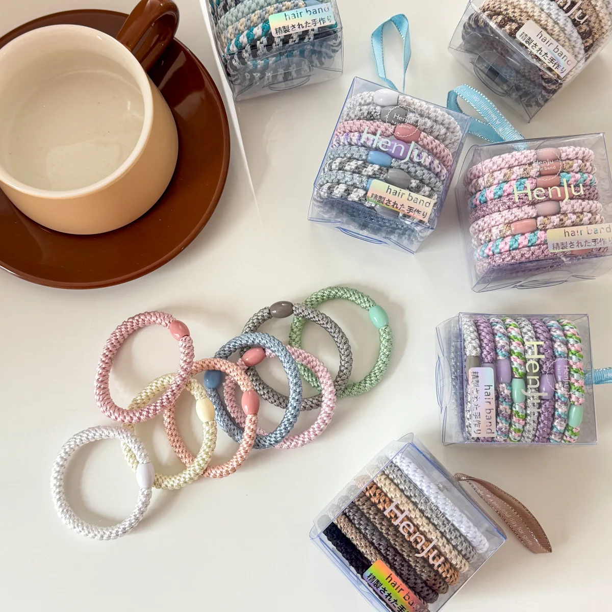 

8pcs Box Hair Band Hair Rope Ornament Ponytail Headdress Color Braided Headwear Girls Kids Hair Accessories