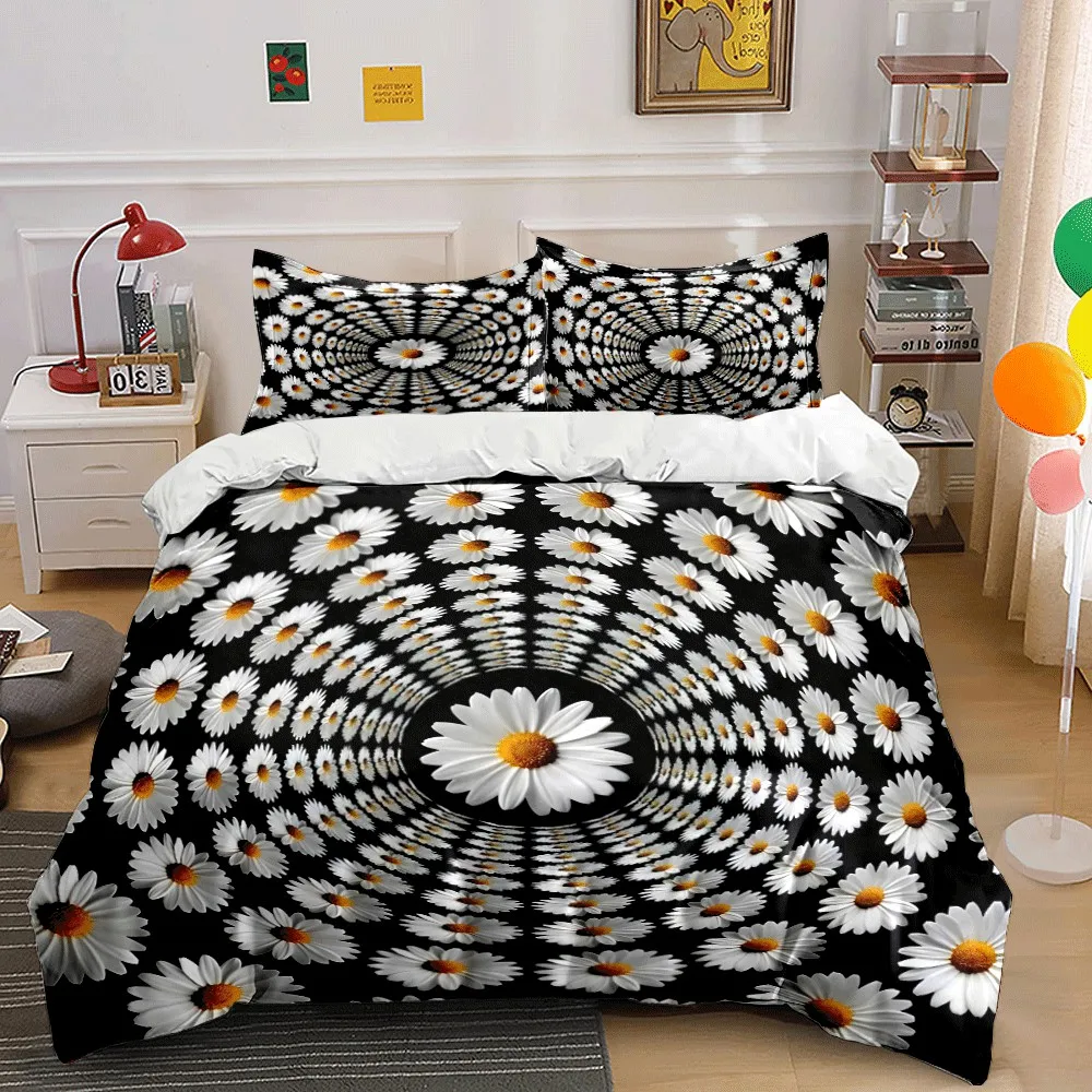 Daisy Pattern Three-Piece Set Exquisite three-piece bedding set gift for kids and adults
