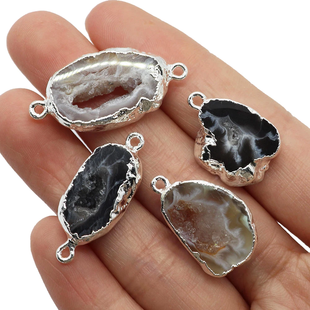 Natural Stone Agate Pendants Irregular Druzy Crystal Quartz Charms for Jewelry Making DIY Earring Necklace Connector Accessories