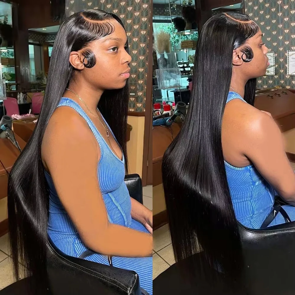 Peruca frontal do laço HD transparente para mulheres negras, perucas da onda do corpo, cabelo humano Remy, 30 ", 40", 13x6, 13x4, peruca dianteira do laço, 200 Densidade