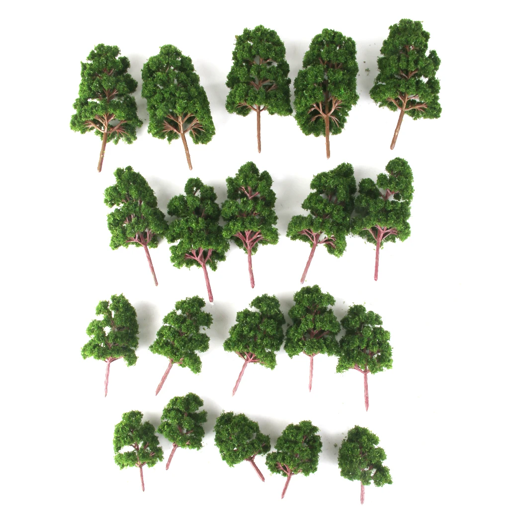 20Pcs Mix Size Model Trees Deep Green for N HO Scale Railroad Village Architecture Layout Diorama Scenery