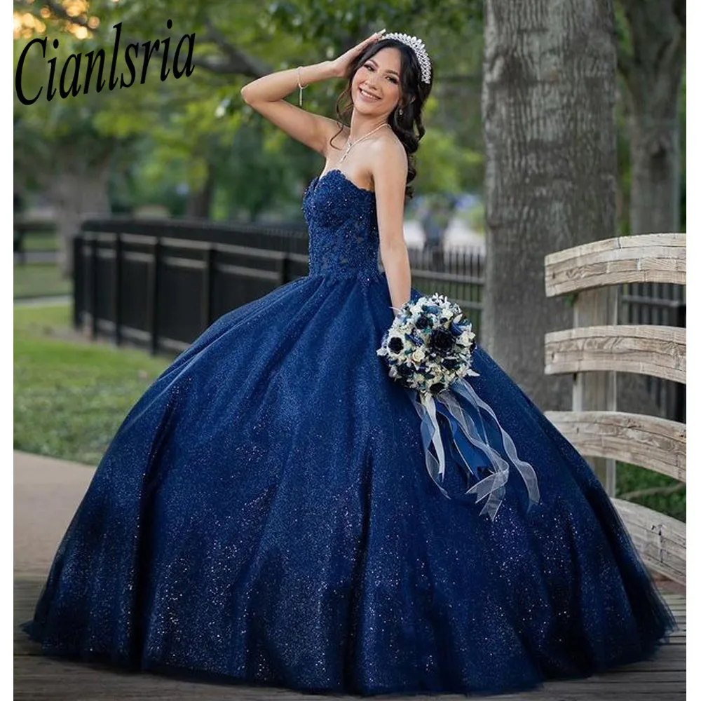 Royal Blue Quinceanera Dresses for 15 Year 2022 Ball Gown Sexy V Neck Off the Shoulder Long Party Dress for Girl