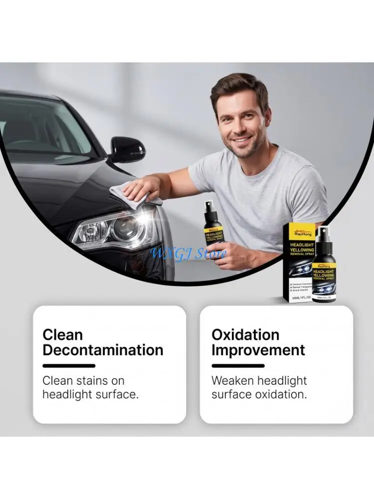 37JE Headlight Restoration Sprayed Removes Yellowing Restores Clear Long-Lasting Light Coating