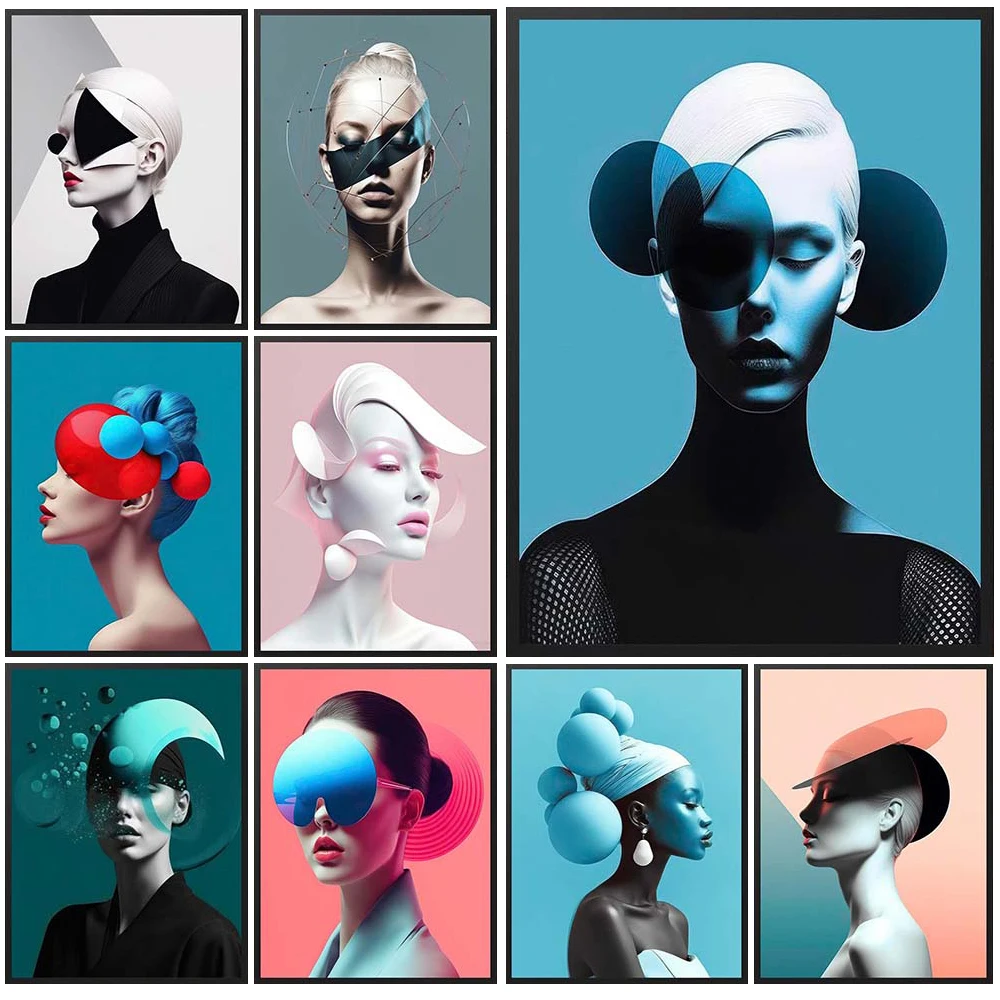 

Surrealism Woman Girl Abstract Portrait Poster Wall Art Canvas Painting Home Decor Wall Pictures For Living Room Unframed