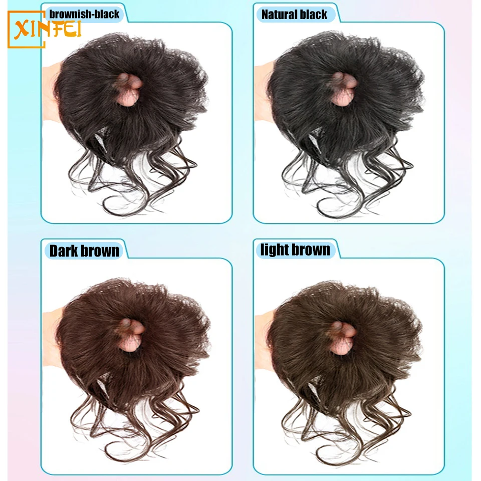 Synthetic Wig Chignon Female Dragon Beard Double Ball Head Hairstyle Natural Fluffy Cute Girl Wig Chignon