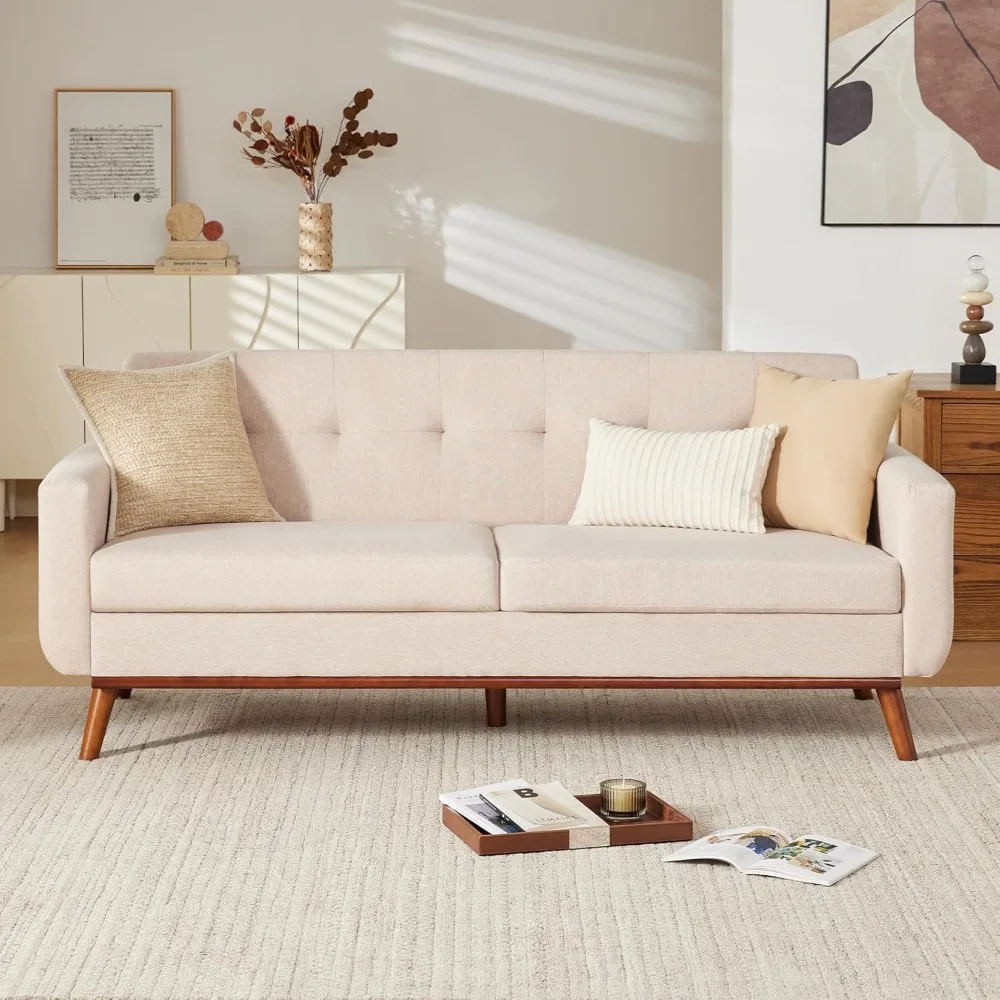 Sofá Loveseat de 77 pulgadas de ancho, sofá de chenilla para sala de estar, sofá pequeño de oficina de 2 plazas para espacios pequeños, moderno de mediados de siglo, fácil