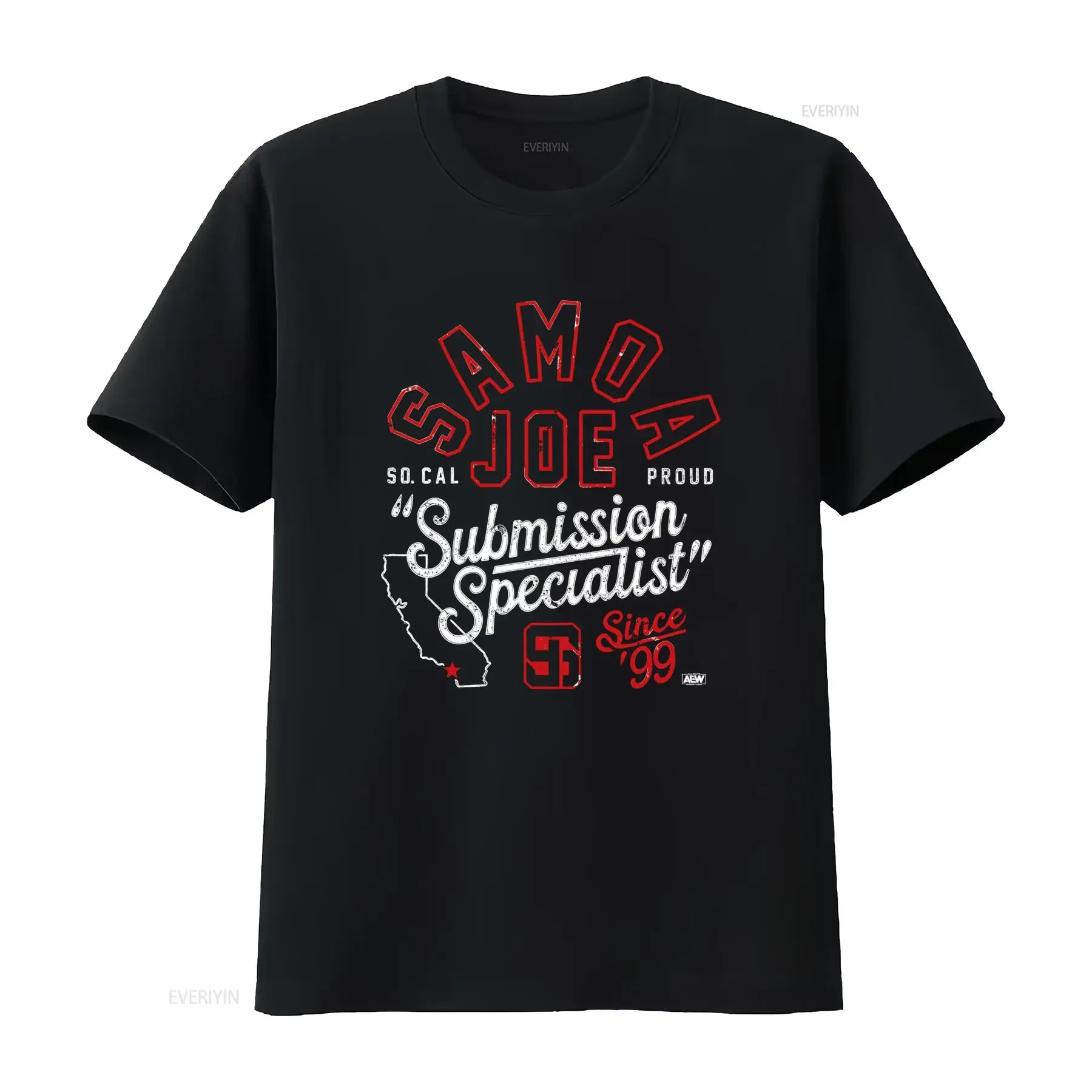 Samoa Joe Submission Specialist T Shirt AEW Official So Cal Proud Since '99  vintage Washed Breathable Top For Everyday Wear