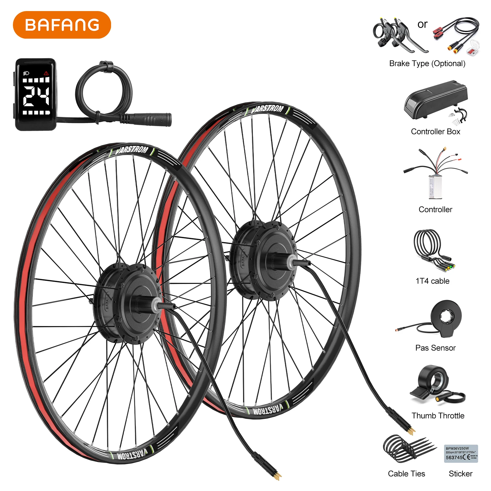 Kit de conversion de vélo électrique Bafang 48V 500W avec moteur de moyeu avant/arrière sans balais, pour roues de 20 à 29 pouces et 700C