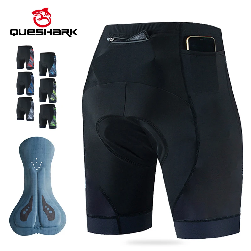 

(S-3XL)Queshark Men Women Cycling Shorts with Upgrade Padded Back Zipper Pocket MTB Road Bike Riding Sport Shorts